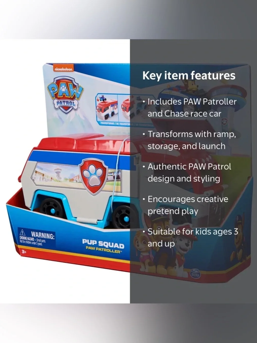 🆕 Nickelodeon PAW Patrol Pup Squad Patroller With Chase Vehicle